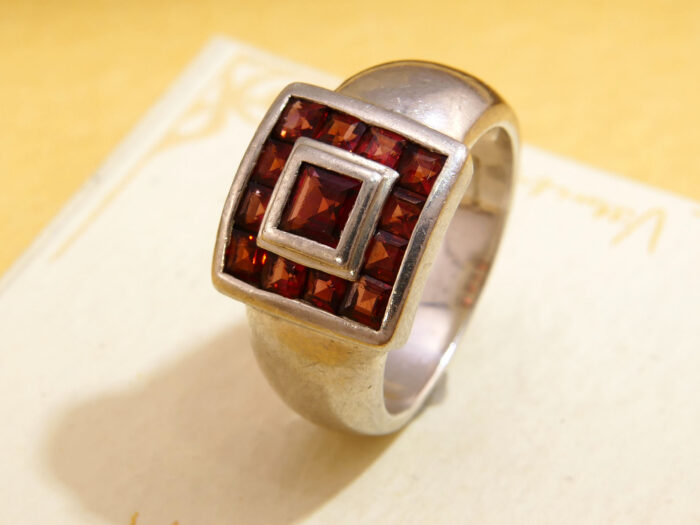 Square Garnet Princess Cut Heavy Silver Ring 5 Square Garnet Princess Cut Heavy Silver Ring 5
