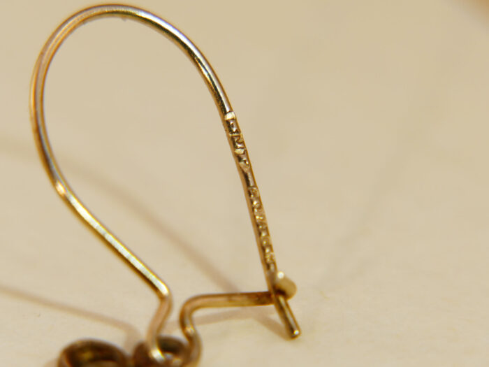 Teardrop Cabochon Red Garnet 9k Yellow Gold Drop Earrings Hallmark 1984 4