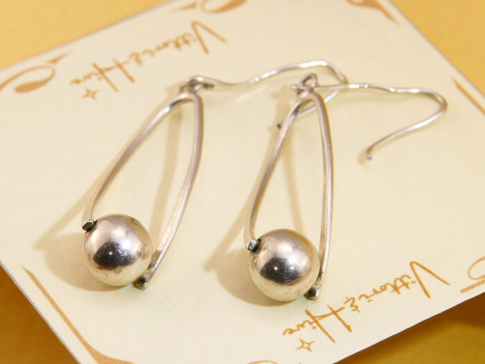 Modernist Ball Dangle Earrings in Solid Silver 1