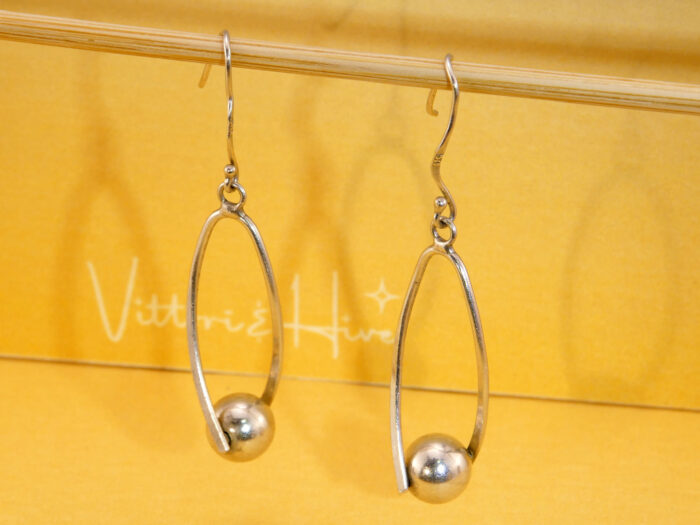 Modernist Ball Dangle Earrings in Solid Silver 5