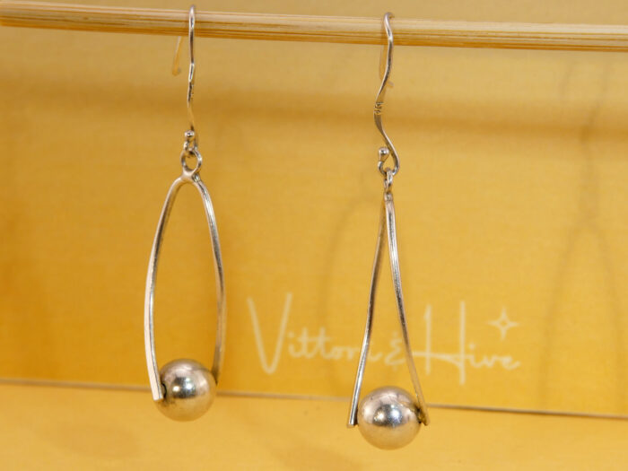 Modernist Ball Dangle Earrings in Solid Silver 7