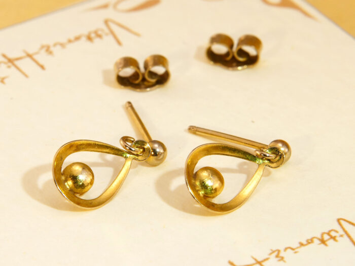 Vintage Natural Pearl Solid Yellow Gold Drop Dangle Earrings 6