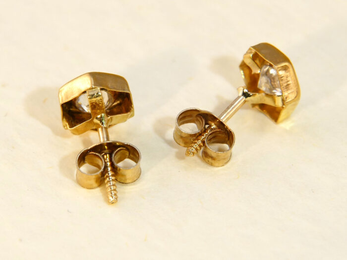 Bold Hexagonal Zircon Gold Stud Earrings Diamond Alternative 3