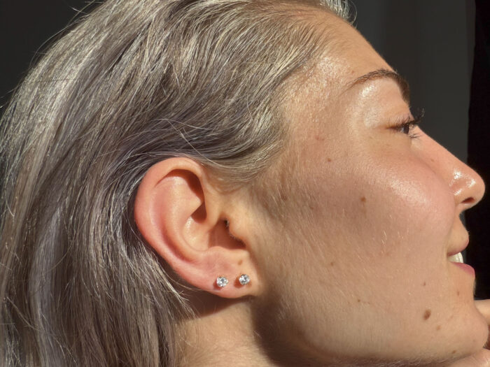 Clear Zircon Yellow Gold Stud Earrings Diamond alternative 8