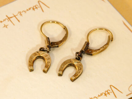 Lucky Horseshoe Gold Dangle Earrings Kordes Lichtenfels Leverback 1