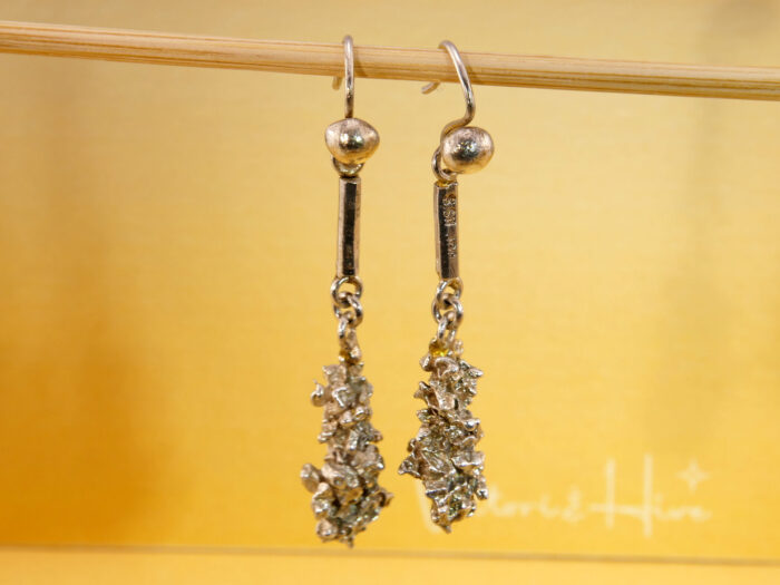 Vintage Brutalist Drop Earrings in Heavy Silver – Molten Specimen 5