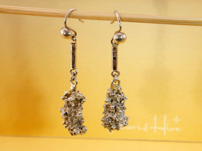 Vintage Brutalist Drop Earrings in Heavy Silver – Molten Specimen 6