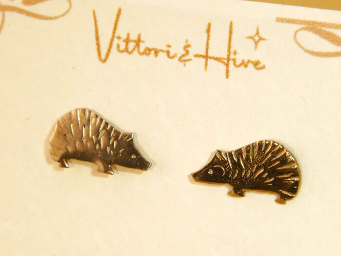 Vintage Hedgehog Stud Earrings yellow gold 4