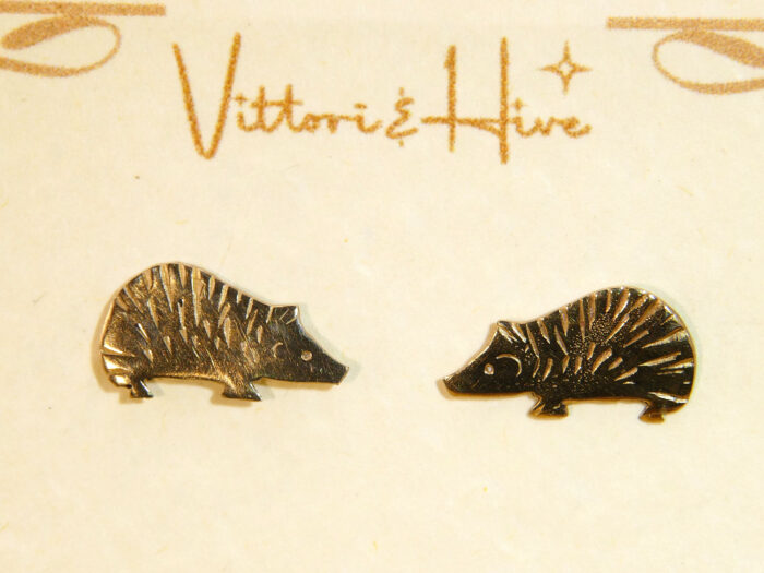 Vintage Hedgehog Stud Earrings yellow gold 5