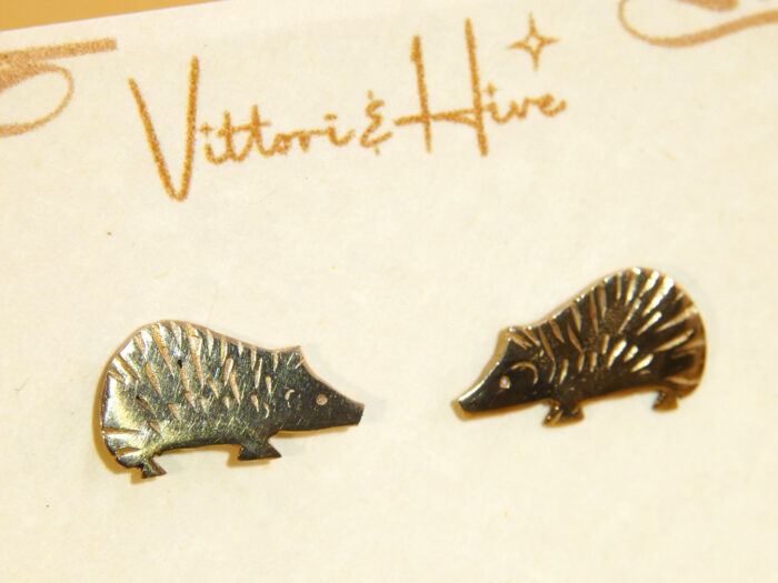 Vintage Hedgehog Stud Earrings yellow gold 6