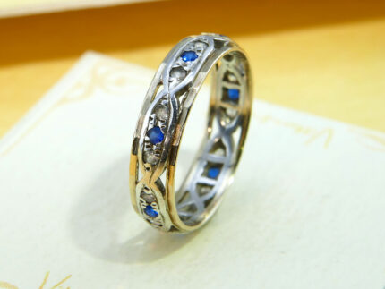 Sapphire Full Eternity Band Ring in Gold & Silver Bicolour 4