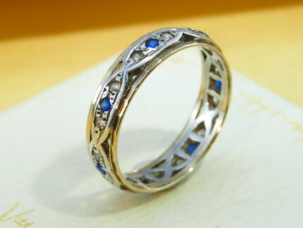Sapphire Full Eternity Band Ring in Gold & Silver Bicolour 5