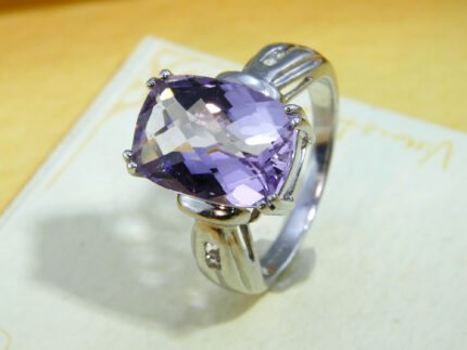 Vintage Purple Pink Kunzite Thick Silver Solitaire Ring Hallmark 2008 6