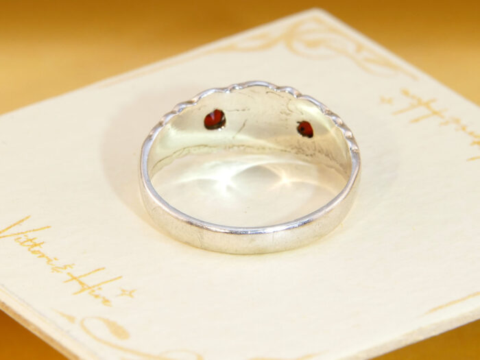 Vintage Silver Opal Garnet Band Ring Hallmark 1977 Art Deco Style 5