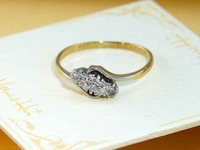 Antique Diamond Trilogy 18k 18ct Gold Ring 5