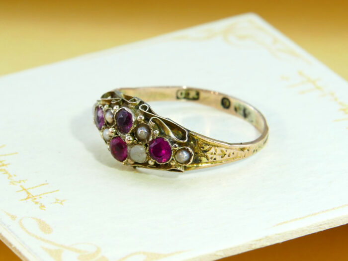 Antique Ruby Pearl Gold Ring Georgian 1820 2