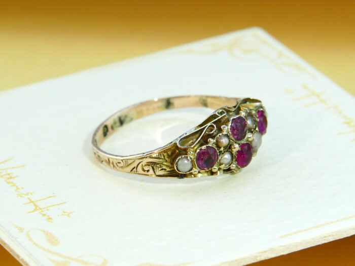 Antique Ruby Pearl Gold Ring Georgian 1820 3
