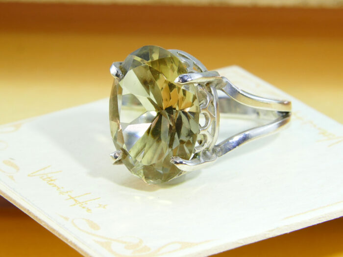 Vintage Oval Citrine Cocktail Ring Silver 3