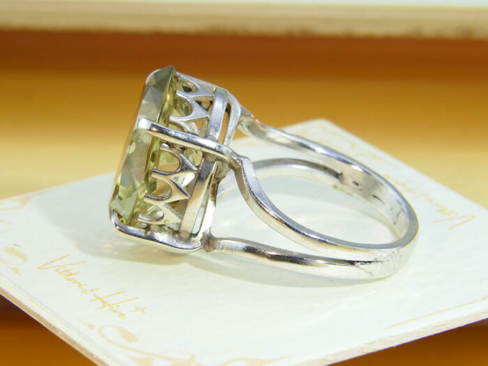 Vintage Oval Citrine Cocktail Ring Silver 7