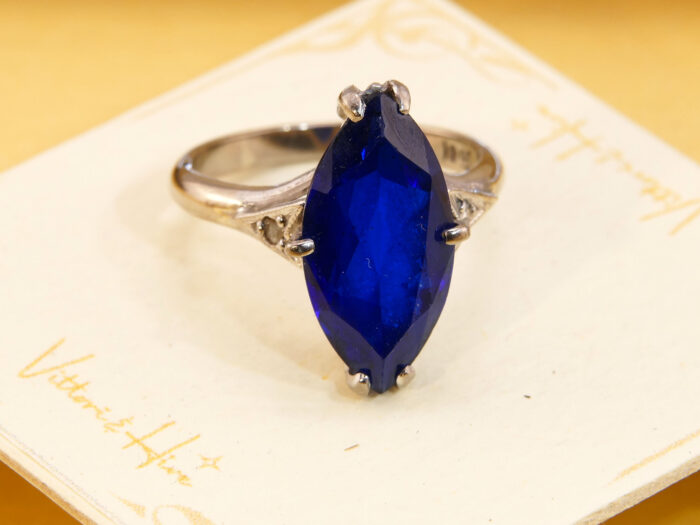 5 ct Marquise Blue Sapphire Diamond Ring 18ct White Gold 3