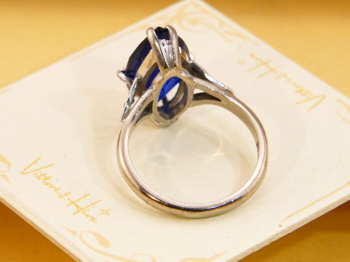 5 ct Marquise Blue Sapphire Diamond Ring 18ct White Gold 6