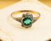 Art Deco Emerald Green Paste Halo Ring 9ct Gold Silver Antique 1920s Cluster Ring 4