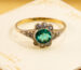 Art Deco Emerald Green Paste Halo Ring 9ct Gold Silver Antique 1920s Cluster Ring 4