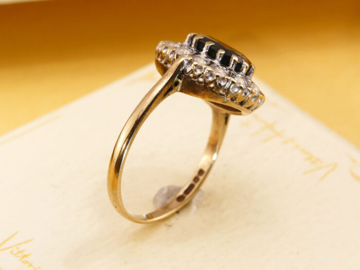Parti Bi Colour Teal Sapphire Halo Ring 10