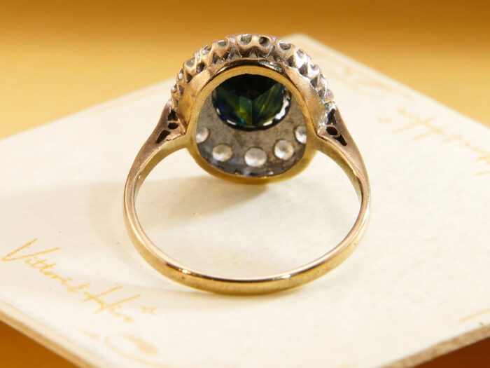 Parti Bi Colour Teal Sapphire Halo Ring 5