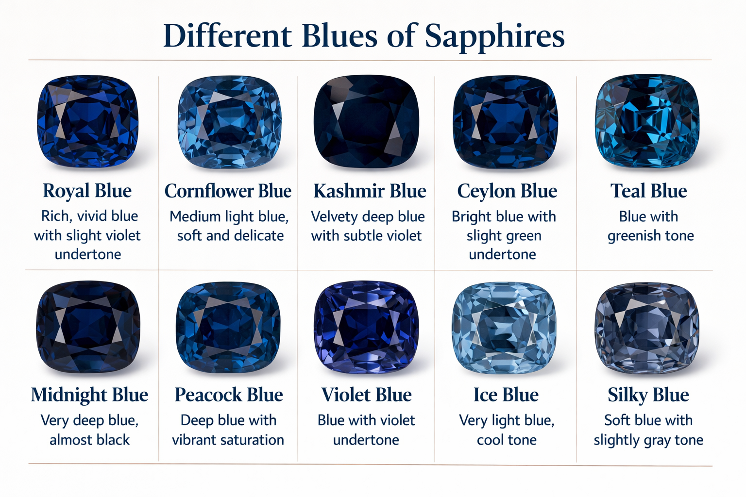 Shades of blue sapphire colour grading