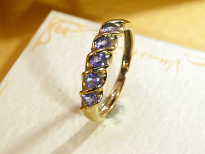 Vintage 9ct Gold Tanzanite Five Stone Ring 6