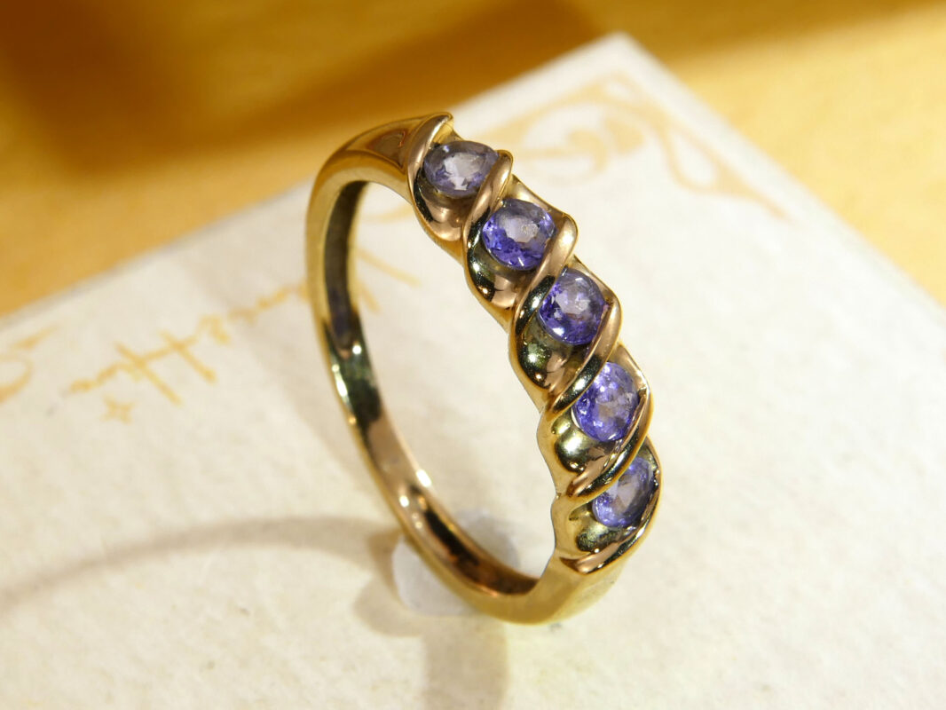 Vintage 9ct Gold Tanzanite Five Stone Ring 7