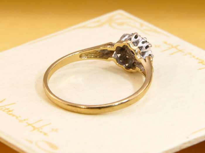 Vintage Diamond Sapphire Halo Ring 9ct GoldLondon Hallmark 1985 3