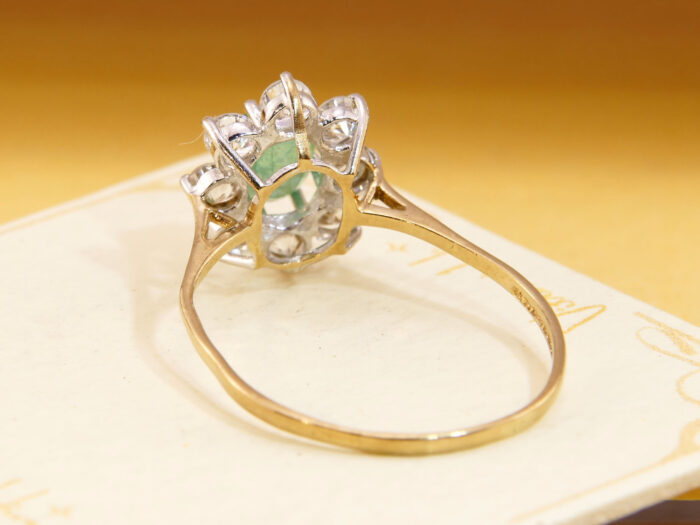 Vintage Emerald Halo Ring 9ct Gold London Hallmark 1987 6