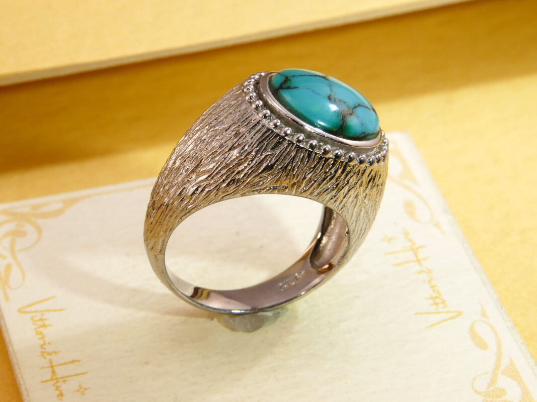 Vintage Sterling Silver Turquoise Signet Ring 3