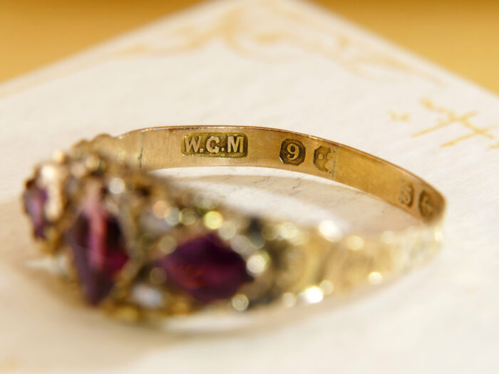 Antique Victorian Ruby & Seed Pearl Ring 1891 Walter George Myers 1