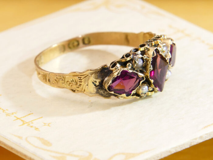 Antique Victorian Ruby & Seed Pearl Ring 1891 Walter George Myers 5