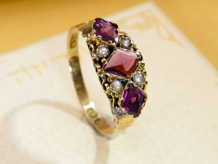Antique Victorian Ruby & Seed Pearl Ring 1891 Walter George Myers 9
