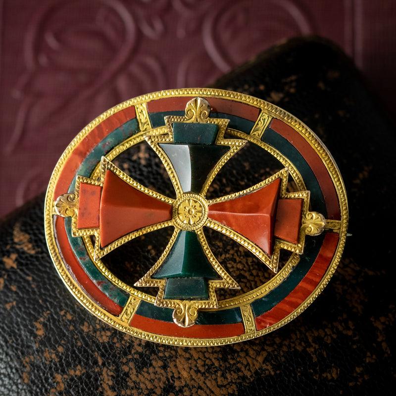 Scottish hardstone carnelain brooch