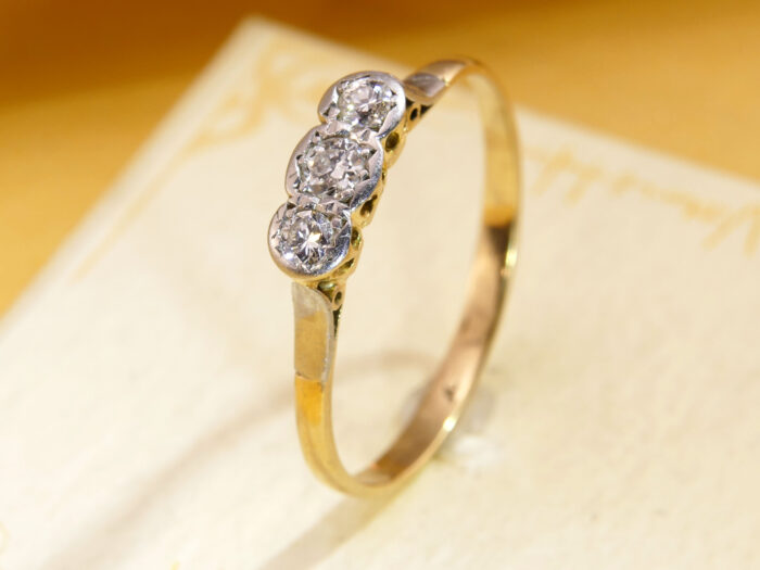 Vintage Diamond Trilogy Ring 0.6ct Diamond Three Stone 3 Vintage Diamond Trilogy Ring 0.6ct Diamond Three Stone 3