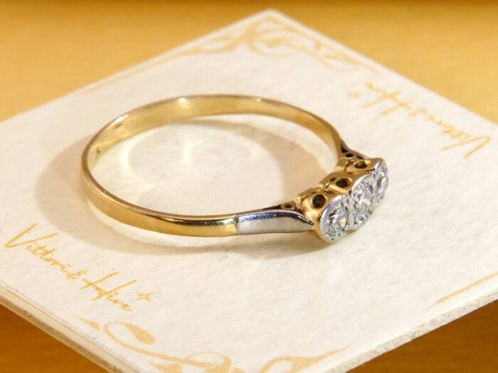Vintage Diamond Trilogy Ring 0.6ct Diamond Three Stone 9