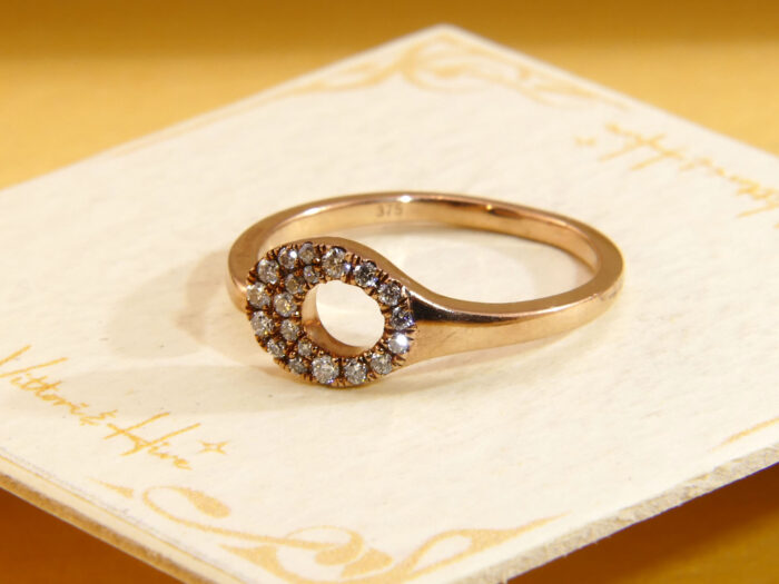 Vintage Rose Gold Diamond Cuff Ring 7