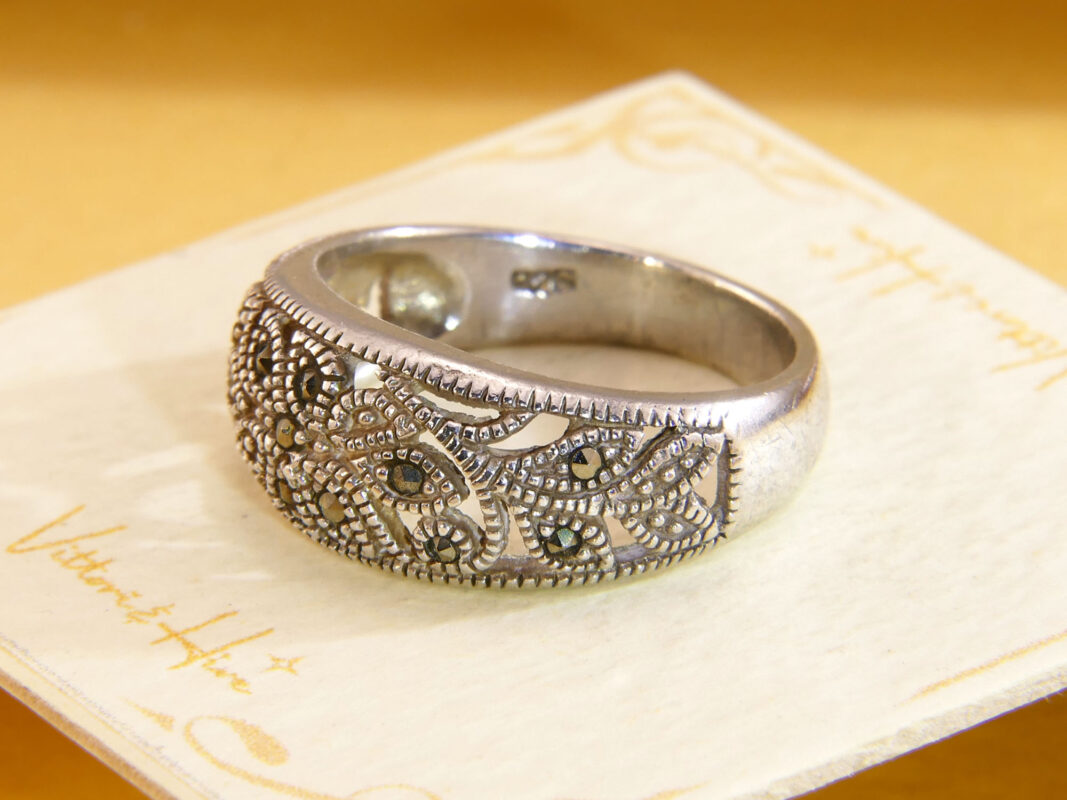 VIntage sterling silver marcasite art deco style ring 1