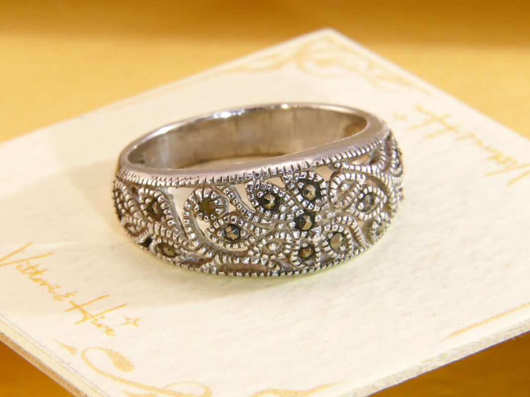 VIntage sterling silver marcasite art deco style ring 3