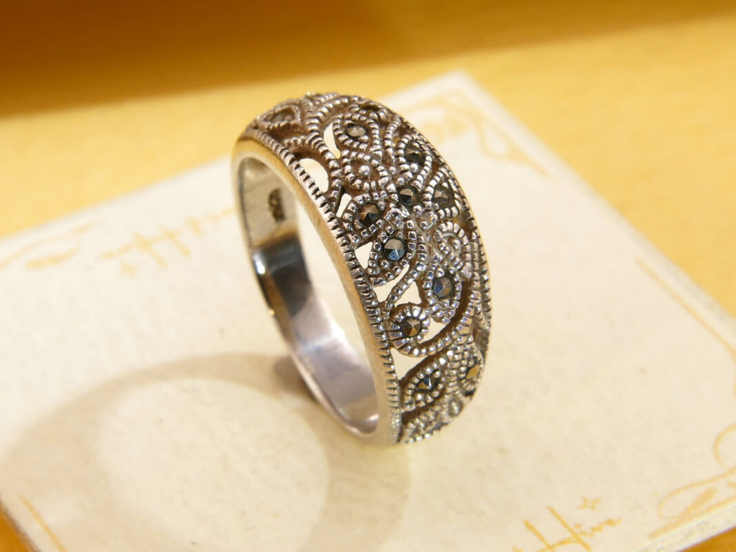 VIntage sterling silver marcasite art deco style ring 6