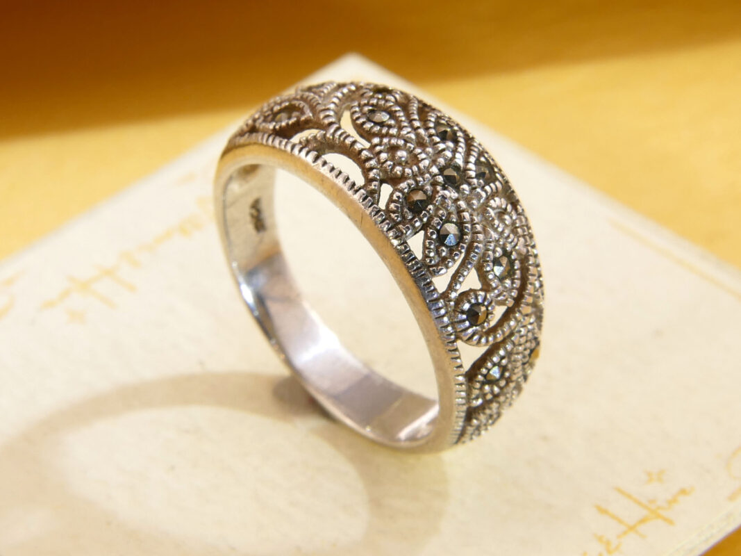 VIntage sterling silver marcasite art deco style ring 7