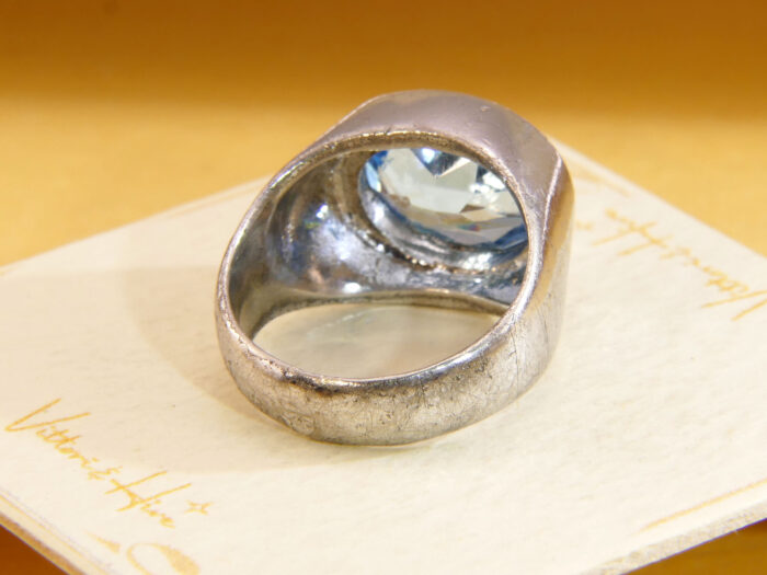 Vintage Modenrist Chnky Heavy Silver Ring Blue Topaz 4
