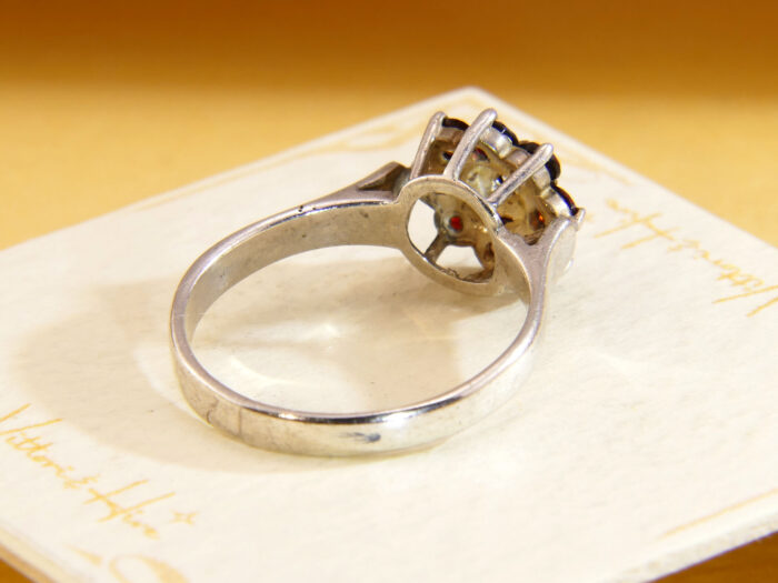 Vintage garnet CZ sterling silver daisy ring 4