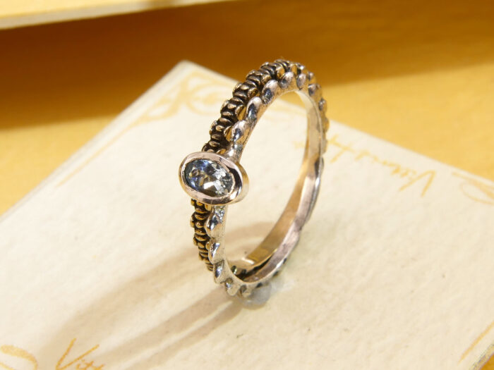 Vintage stacking rings aquamarine gold silver 1