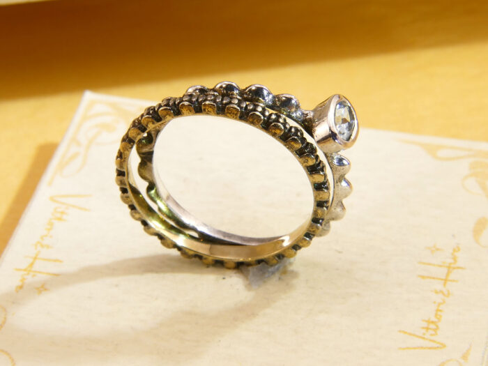 Vintage stacking rings aquamarine gold silver 3